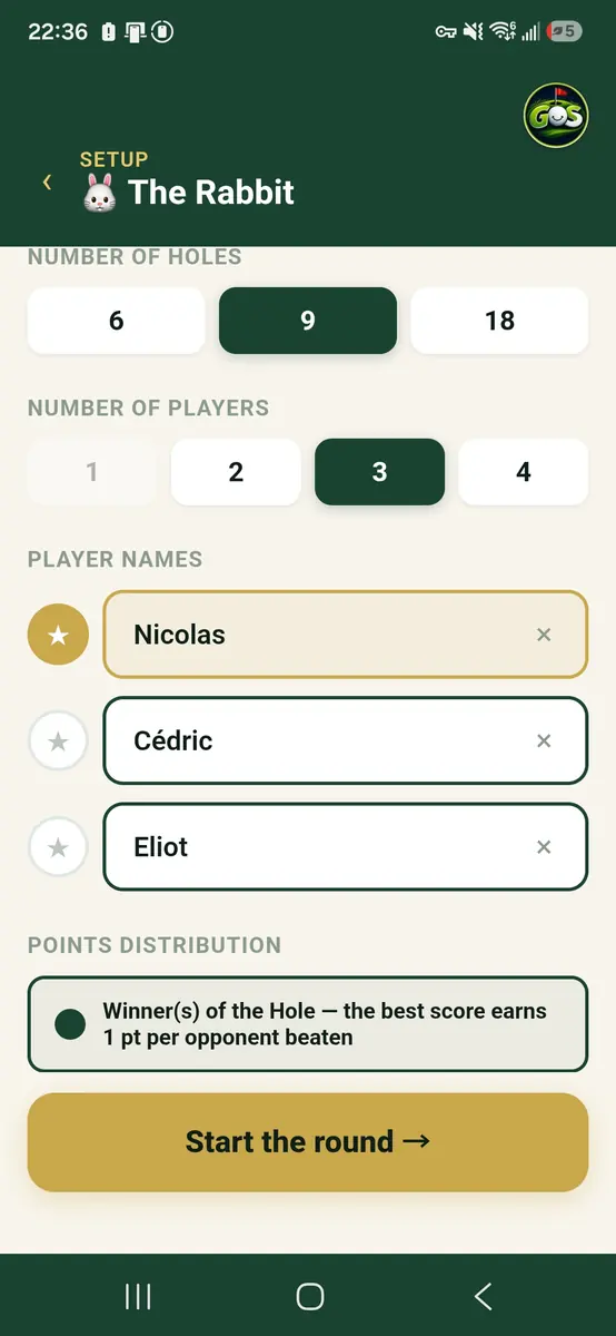 Player setup