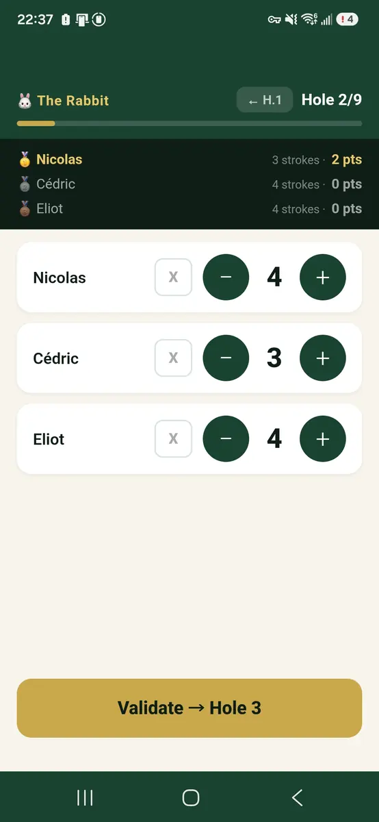 Hole-by-hole scoring