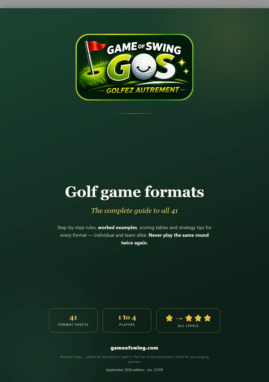 Cover of the PDF guide — Golf game formats, the complete guide to all 41