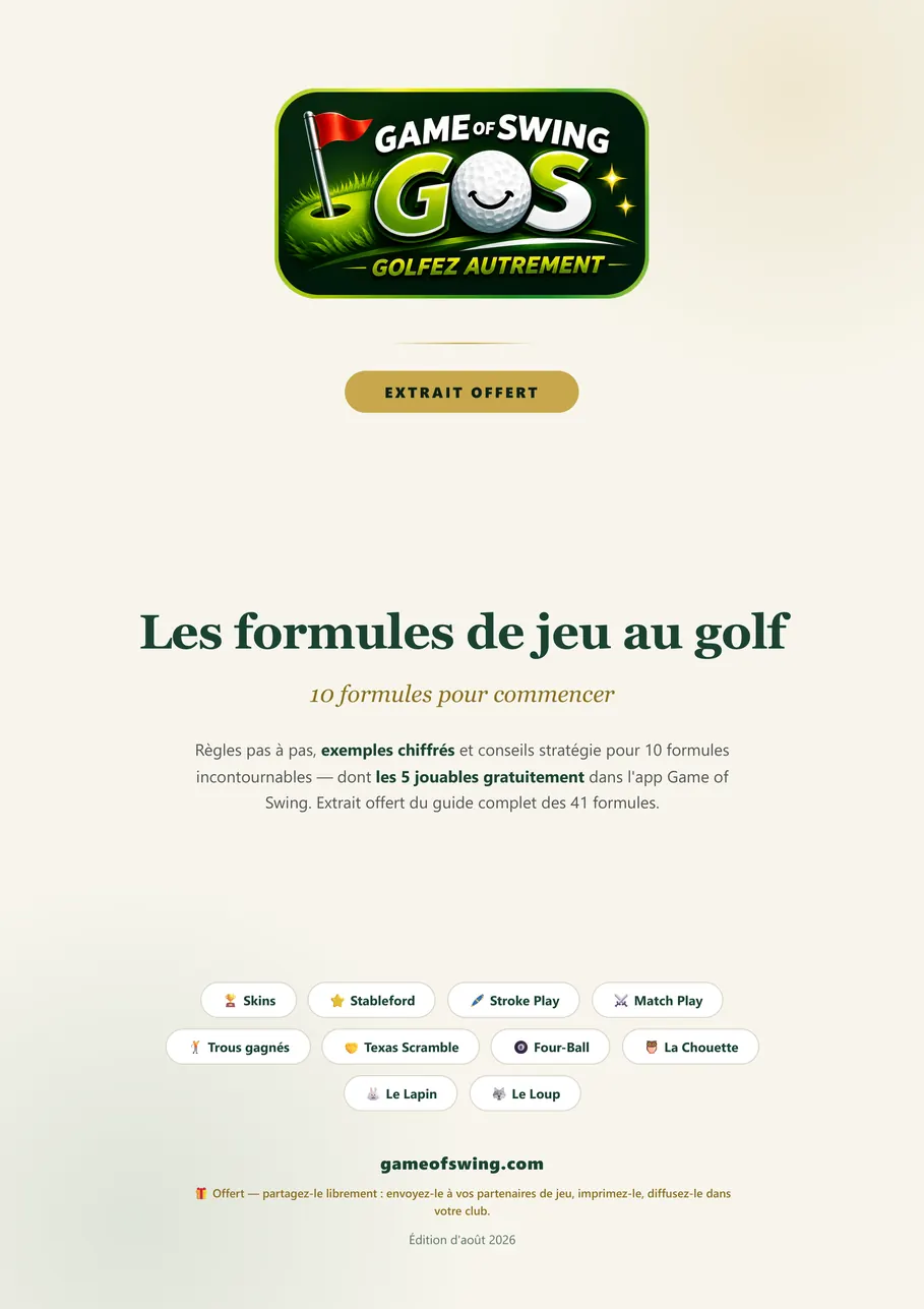 Extrait gratuit du guide des formules de jeu au golf — 10 fiches offertes